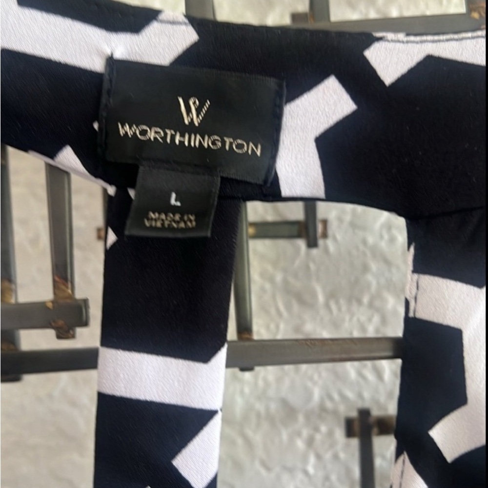 Worthington Black & White Geometric Sleeveless Dress Size L - Picture 4 of 7